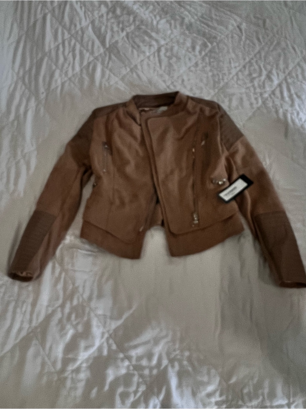 Women’s Cropped Suede Biker Jacket - Brown